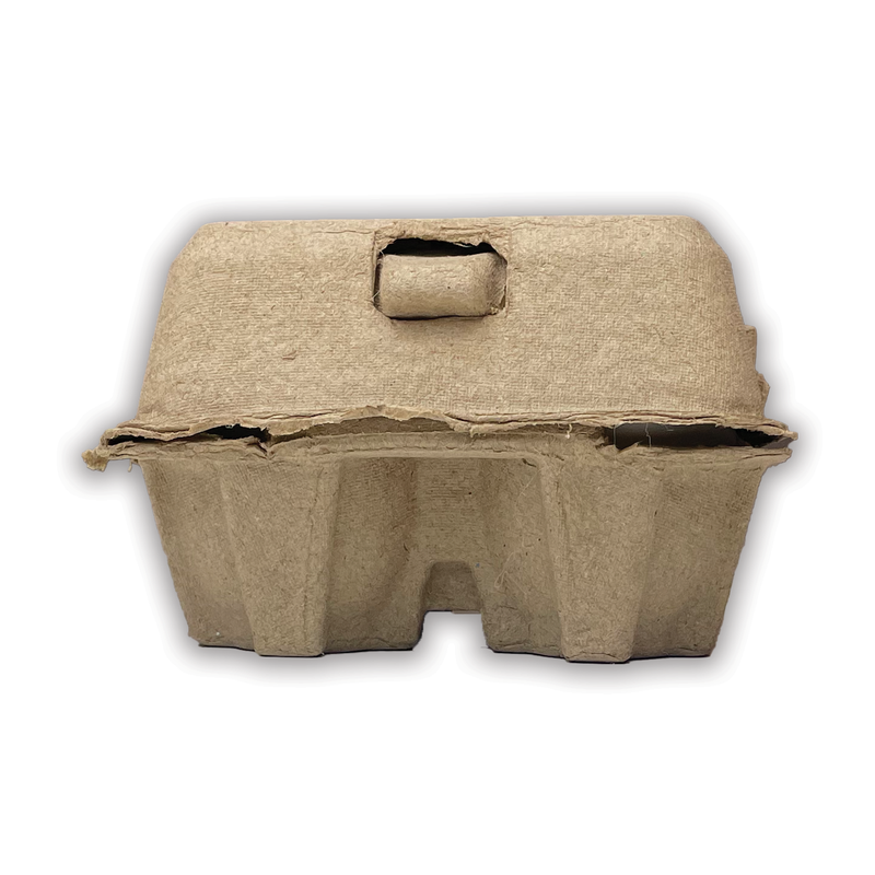 4-cell, natural paper pulp egg carton, unprinted