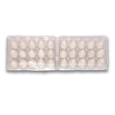 Trifold, clear plastic carton, quail egg carton, 15 eggs