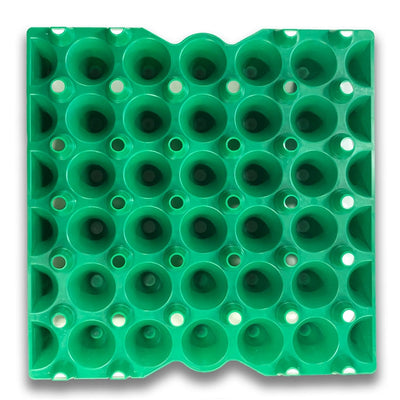 Green stackable plastic, washable, reusable egg tray, 30 cell