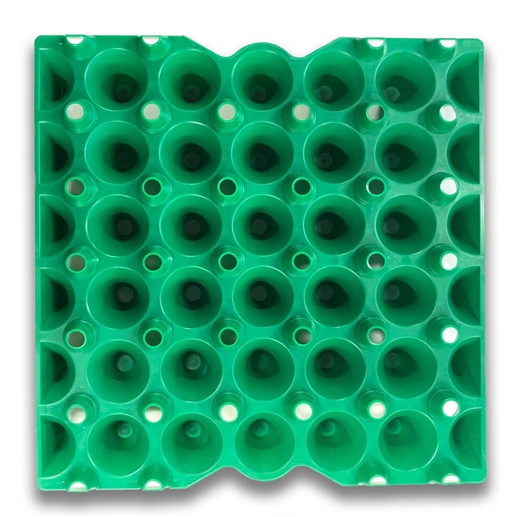 Green stackable plastic, washable, reusable egg tray, 30 cell